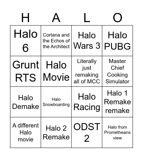 Halo games Bingo Card