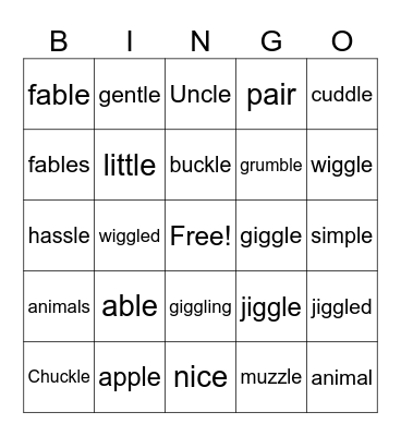 SKILL WORDS Bingo Card