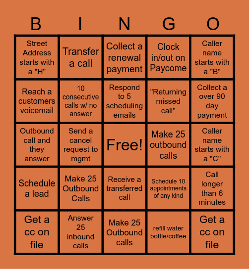 Halloween Office Bingo Card