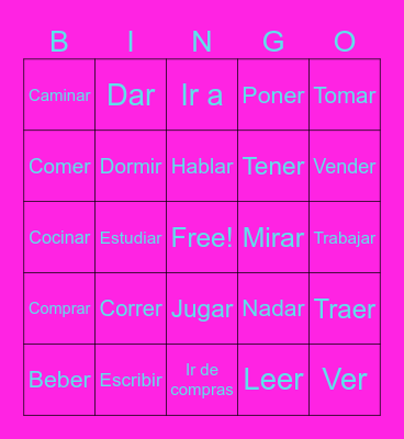 6th grade Spanish Bingo Card