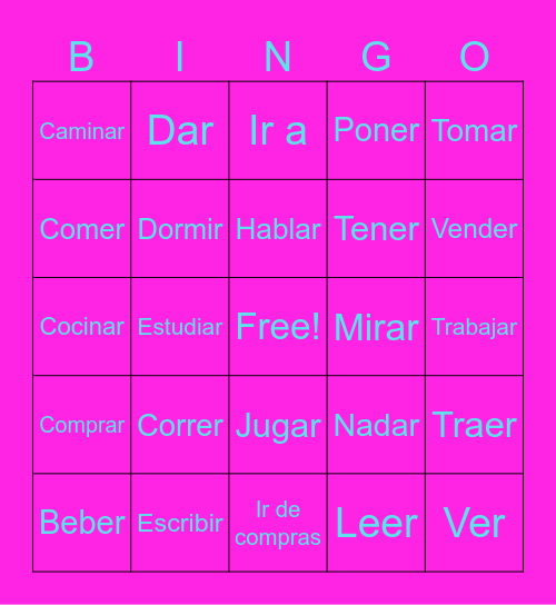 6th grade Spanish Bingo Card