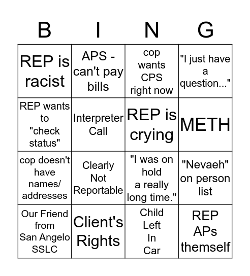 SWI Bingo Card
