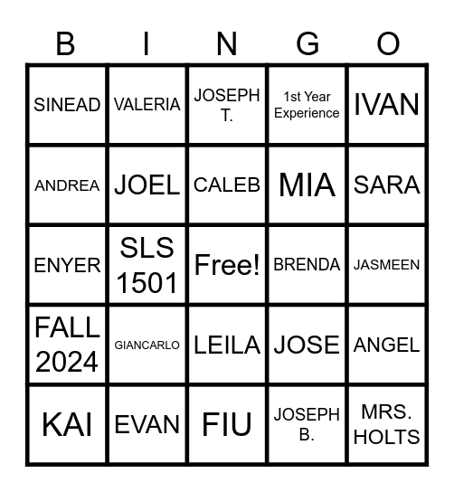 SLS 1501 CLASS Bingo Card