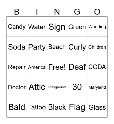 ASL BINGO GAME NIGHT Bingo Card