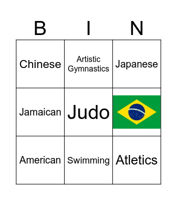 Olympic Games and Nationalities Bingo Card