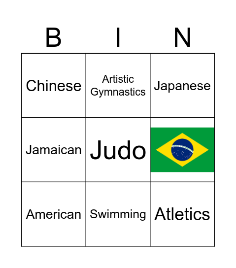 Olympic Games and Nationalities Bingo Card