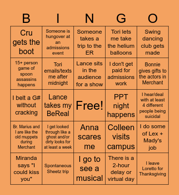 Fall 2024 Bingo Card