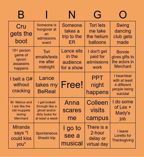 Fall 2024 Bingo Card