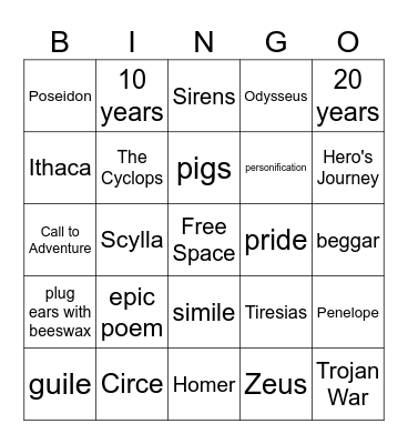 The Odyssey Bingo Card