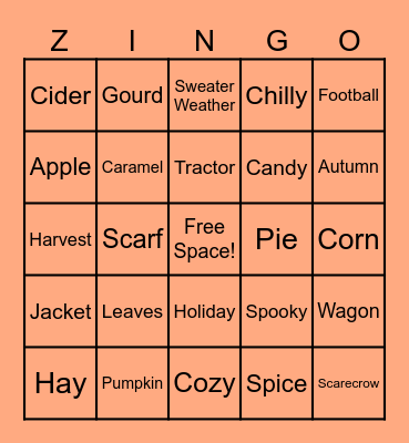 Fall Fun! Bingo Card