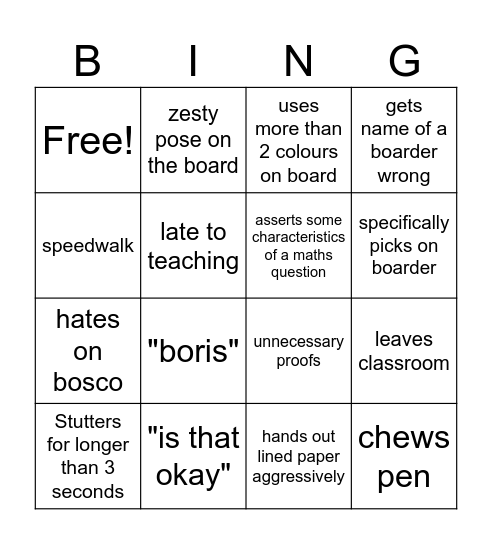 Michael Stanley Bingo Card