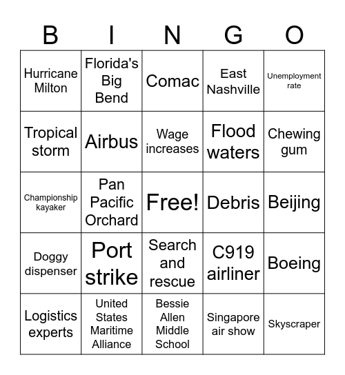 CNN 10  10/7/24 Bingo Card