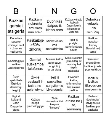 2024 Rudens Semestras Bingo Card