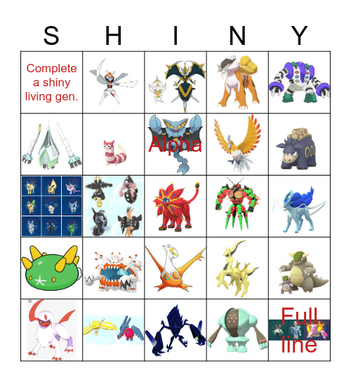 2024-2025 Shiny Bingo Card