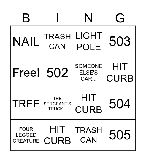 Jazmine's Stats Bingo Card
