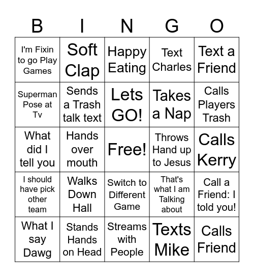 Daddy D's BINGO Card