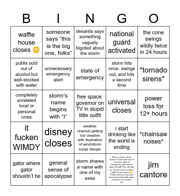 hurricane bingo 2024 Bingo Card