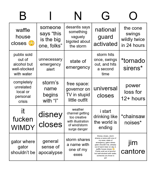 hurricane bingo 2024 Bingo Card