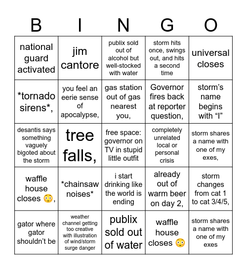 hurricane bingo 2024 Bingo Card