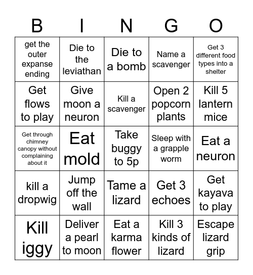 Survivor Bingo Card