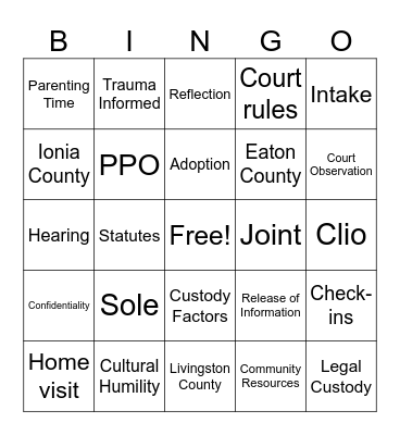 CAC Bingo! Bingo Card