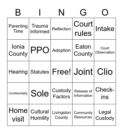 CAC Bingo! Bingo Card