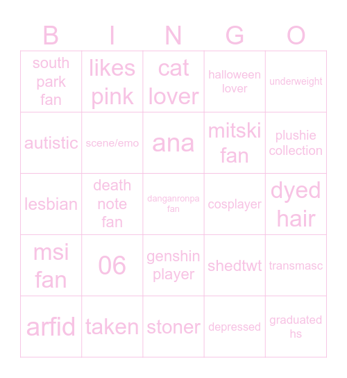 averys bingo Card