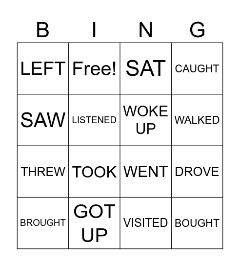 PAST SIMPLE - VERBS Bingo Card