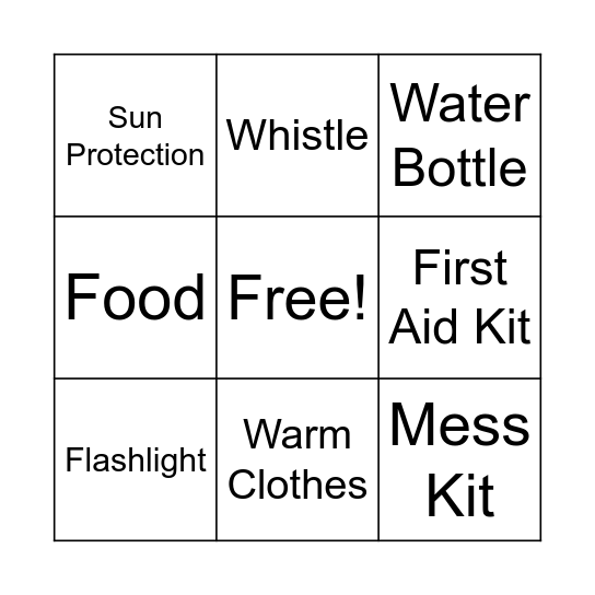 Scout Essential Bingo Card