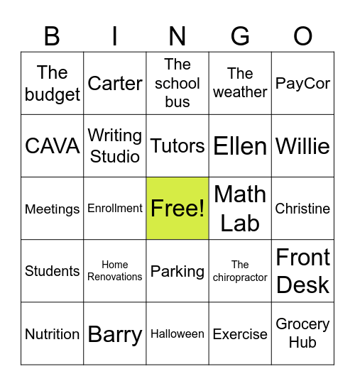 Lisa Bingo! Bingo Card