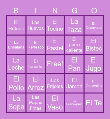 SpAnIsH VeRbS #2 Bingo Card
