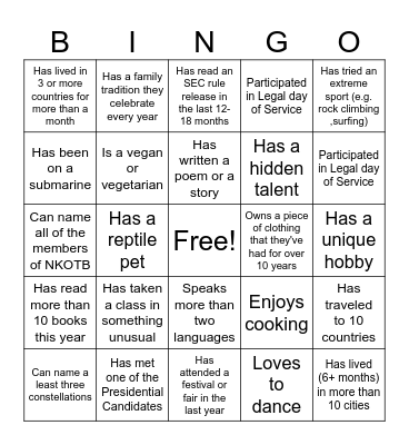 Alts Human Bingo Card