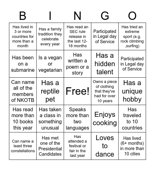 Alts Human Bingo Card