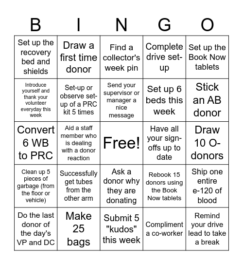 Spirit Week BINGO Card