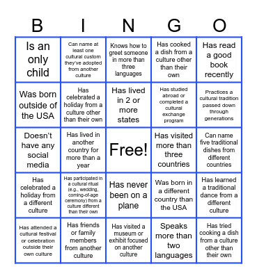 Virtual Icebreaker Bingo Card