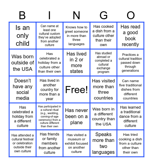 Virtual Icebreaker Bingo Card