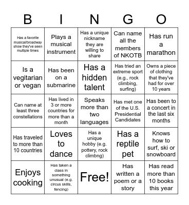 Alts Human Bingo Card