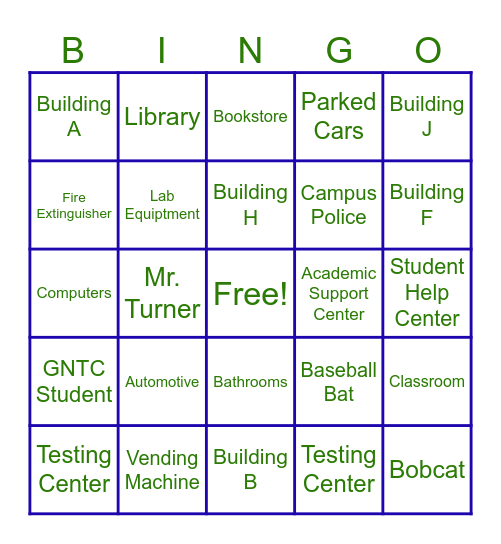 Bobcat Bingo Card