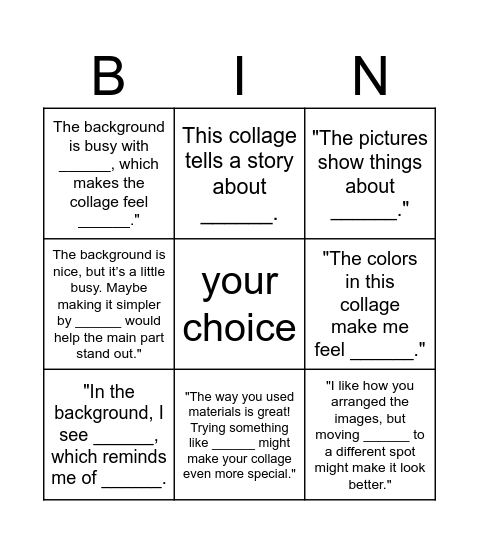 art critique Arcimboldo collage Bingo Card