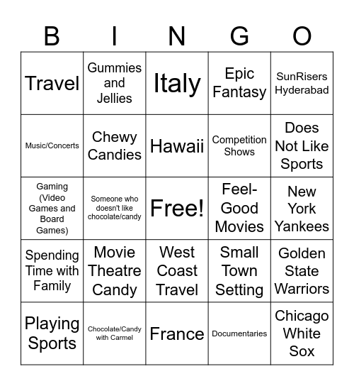 People BINGO! Bingo Card