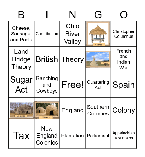 Social Studies Unit 1 Up to Lesson 1.2.3 Bingo Card