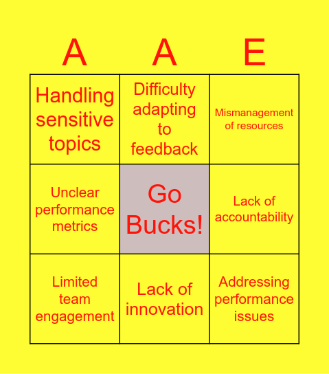 AAE BINGO Card