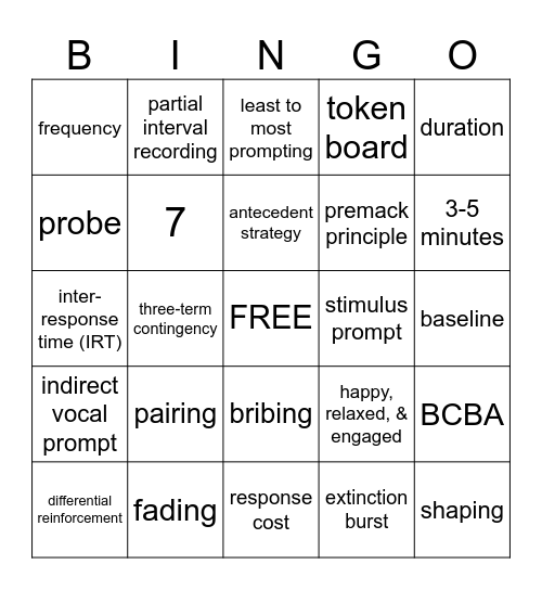 ABA Bingo Card