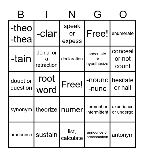 Holocaust Unit Vocabulary Bingo Card