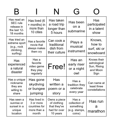 Alts Human Bingo Card