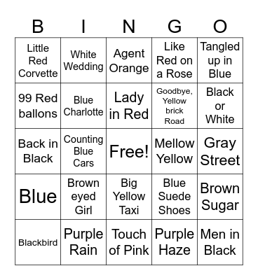 Colors Bingo Card