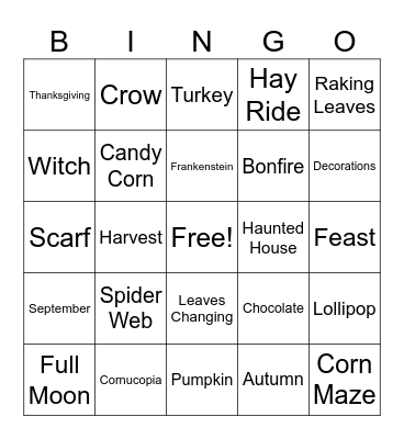 Fall Bingo Card