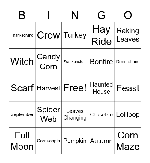 Fall Bingo Card