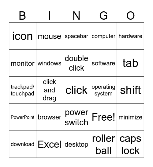Technology Bingo Card