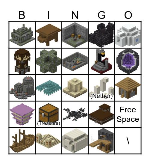 Minecraft Structure Bingo (Images) Bingo Card